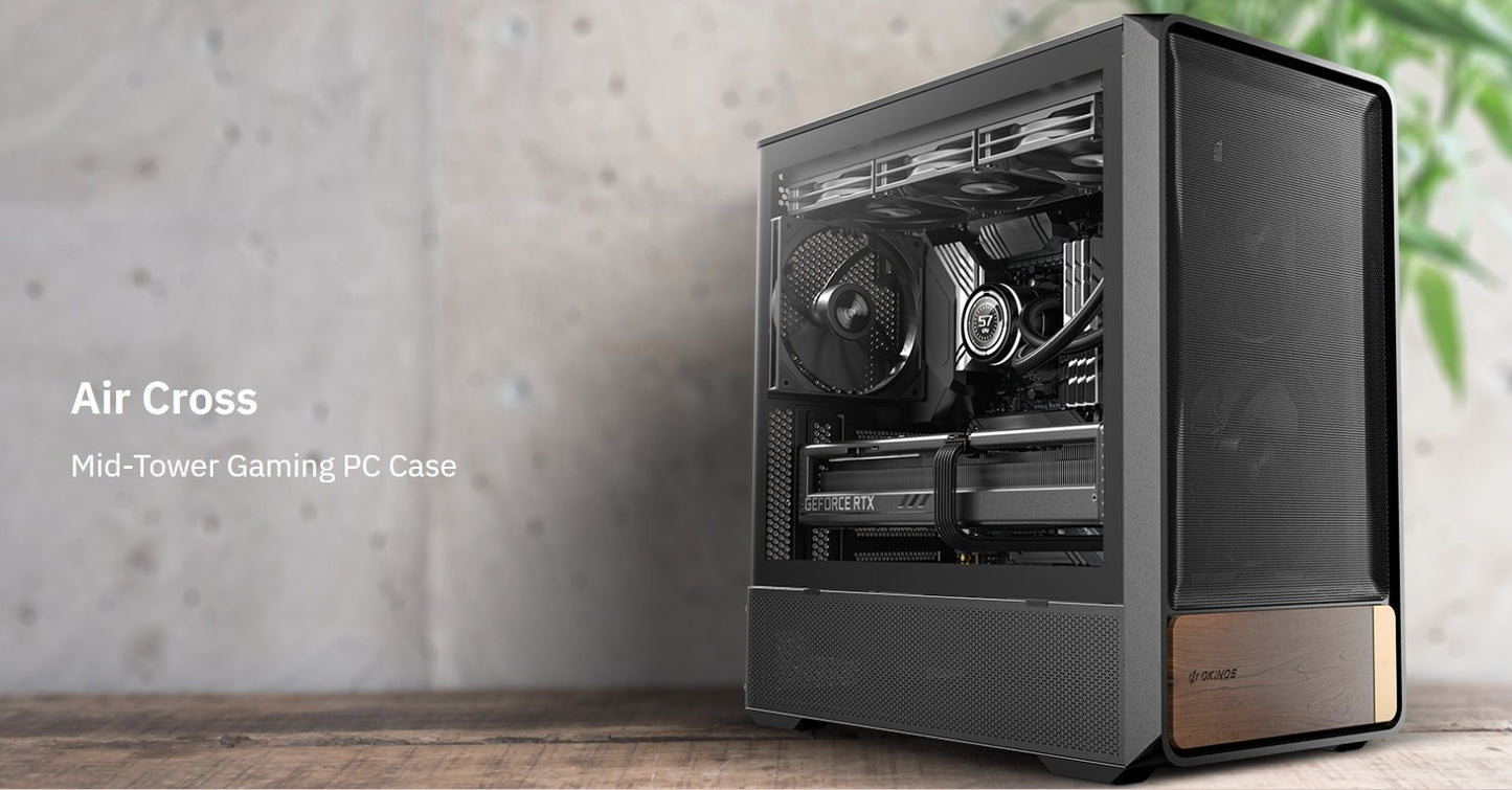 OKINOS Air Cross ATX Mid Tower Case with Tempered Glass