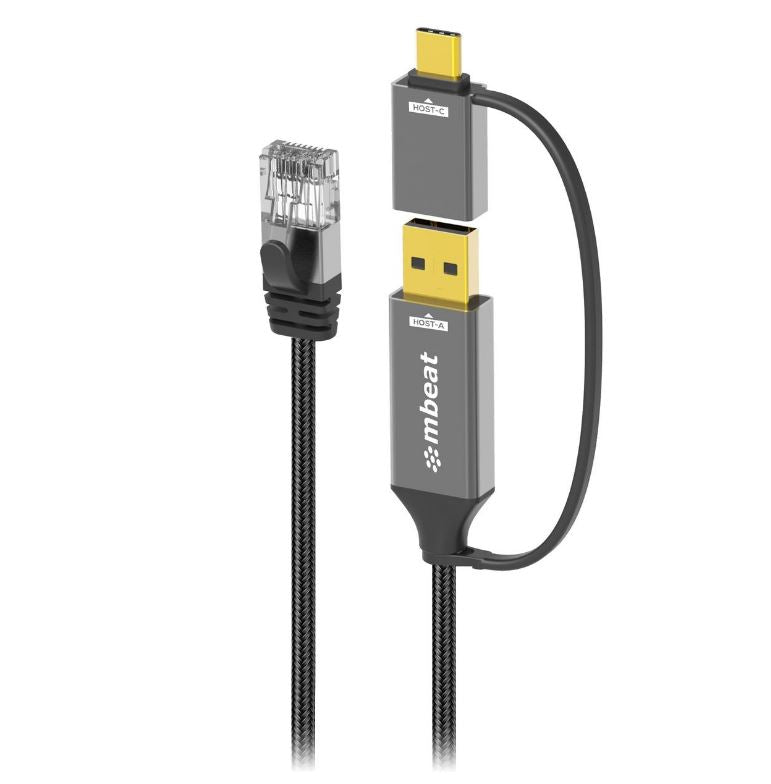 mbeat Tough Link 2m USB & USB-C to RJ45 Ethernet Cable