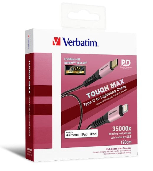 Verbatim Tough Max USB-C to Lightning Cable 120cm Rose Gold