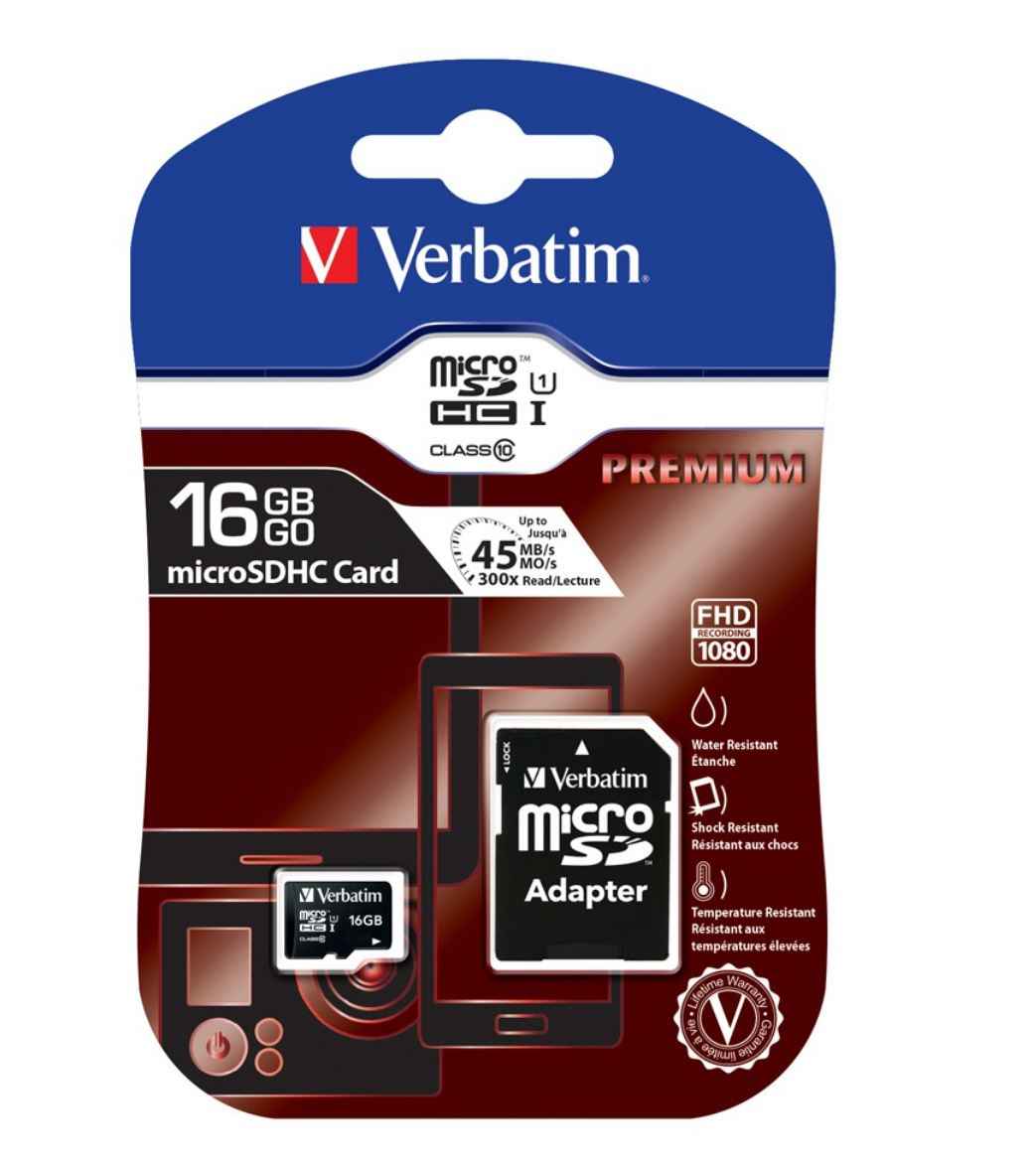 Verbatim Micro SDHC 16GB Class 10 Memory Card