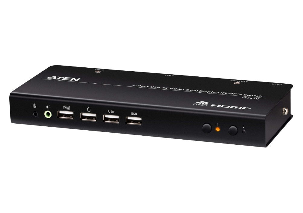 Aten CS742H 2-Port USB 4K HDMI Dual-Display KVM Switch