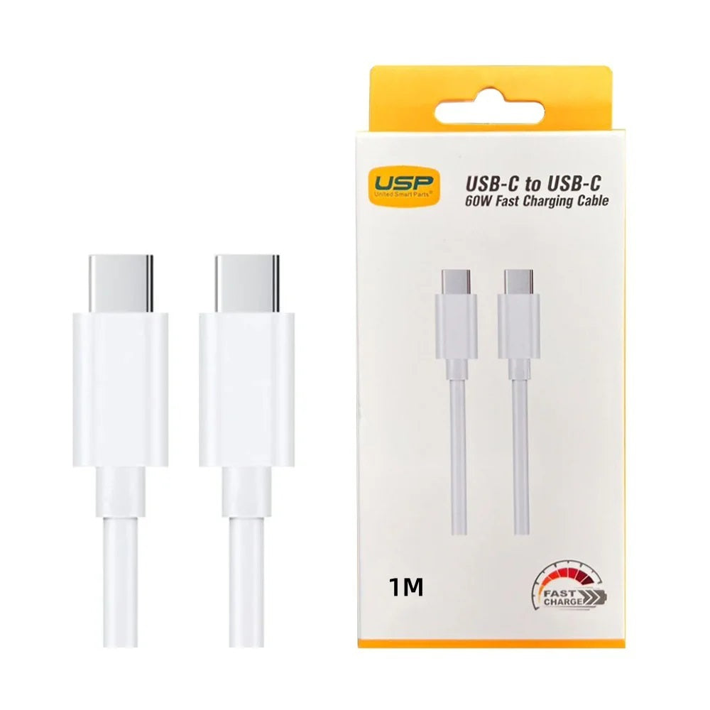 USP USB-C to USB-C 60W Mini Cable 1M White