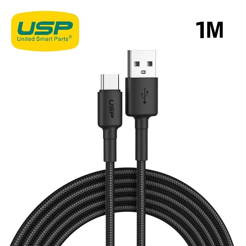 USP BoostUp Braided USB-C to USB-A Cable 1M Black