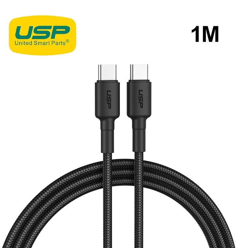 USP BoostUp Braided USB-C to USB-C Cable 1M Black