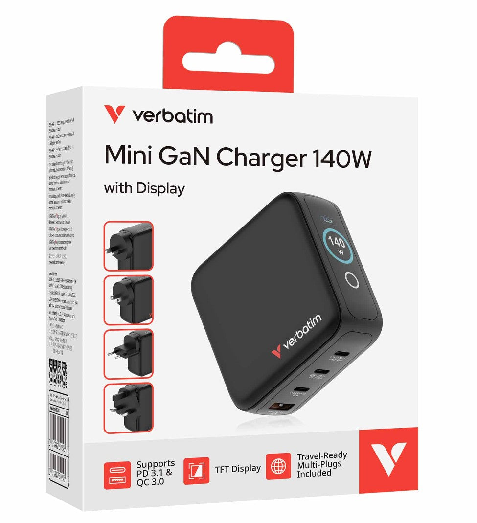 Verbatim Mini GaN Charger 140W with Display