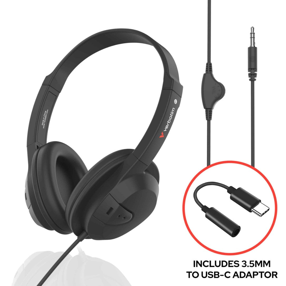 Verbatim PureSound Stereo Headphones with Volume Control