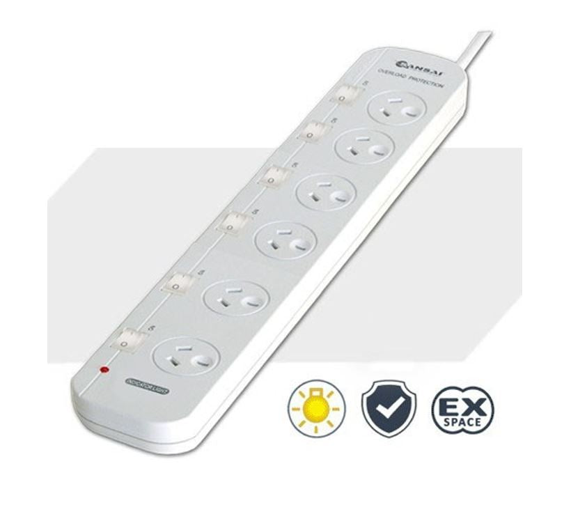 Sansai 6 Way Powerboard 10A 240V Individually Switched