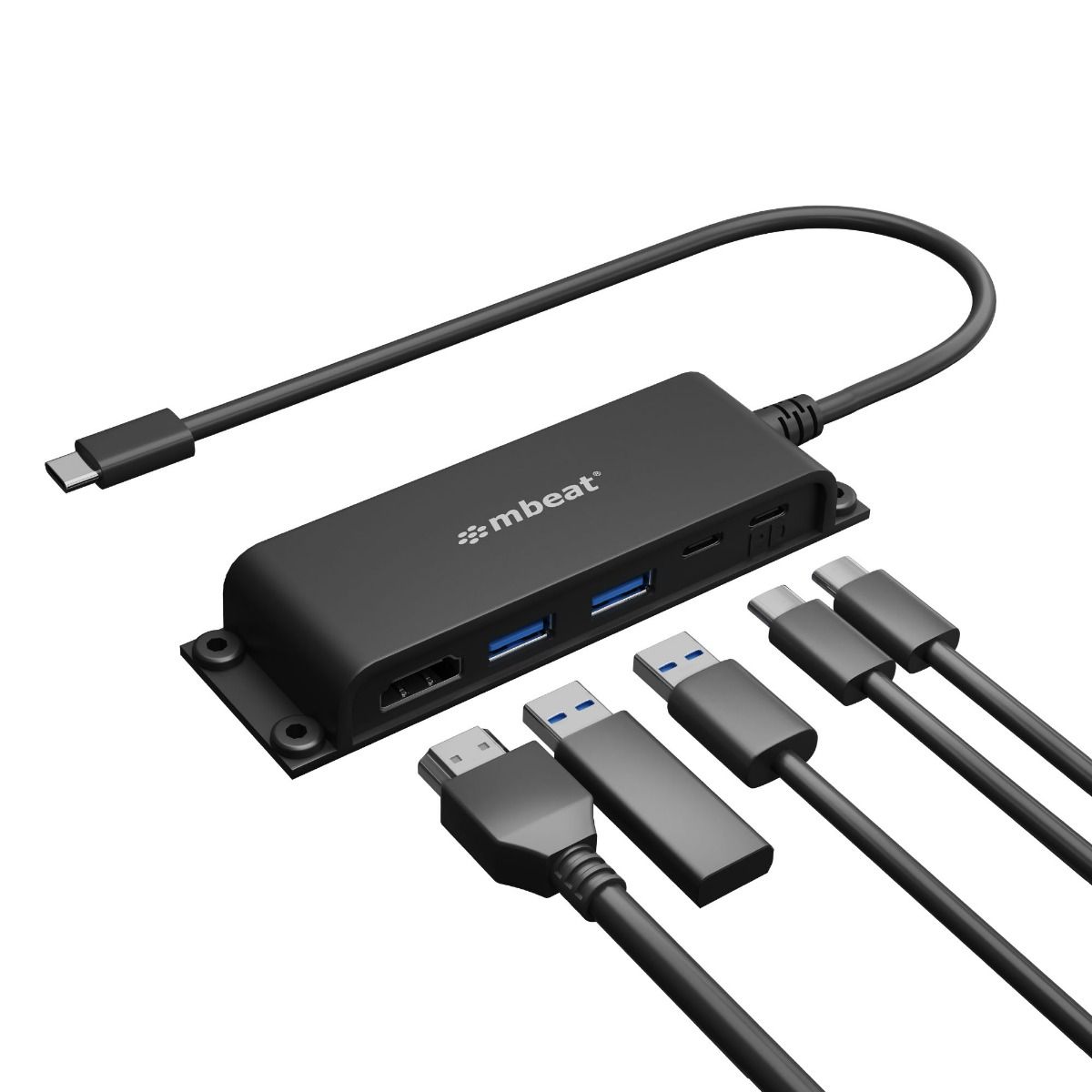 mbeat Mountable 5-Port USB-C Hub with 4K HDMI