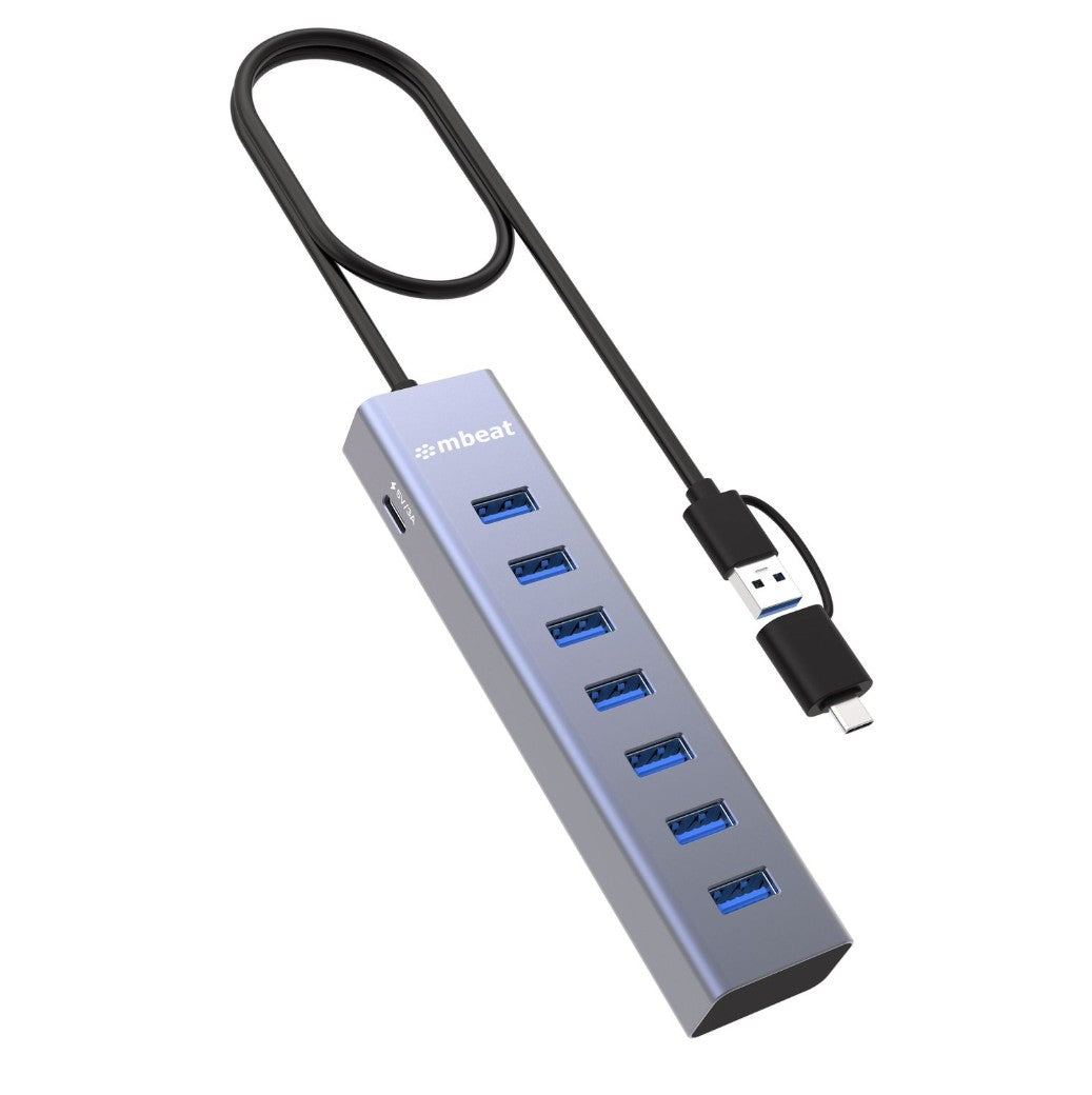 mbeat 7-Port USB Hub with Dual USB-A & USB-C Connector