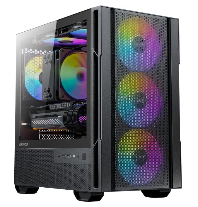 OKINOS Cypres 3 ARGB Micro ATX PC Case with 4x120mm Fans