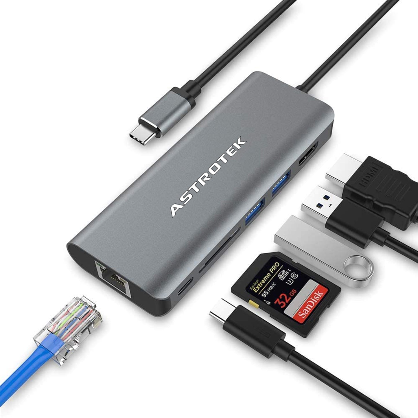 Astrotek USB-C Dock 6-in-1 Docking Station with 60W Power