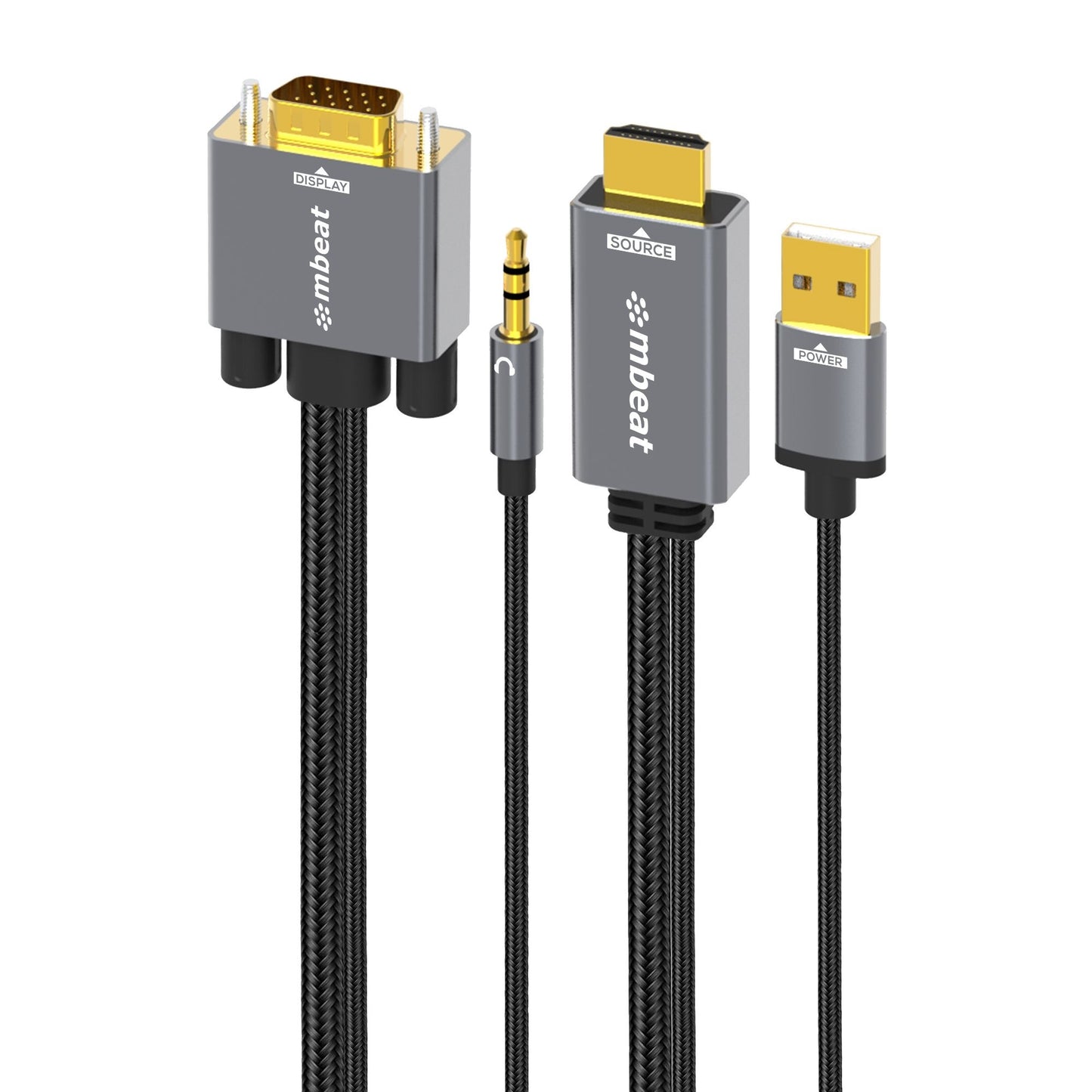 mbeat Tough Link 1.8m HDMI to VGA Cable with USB Power