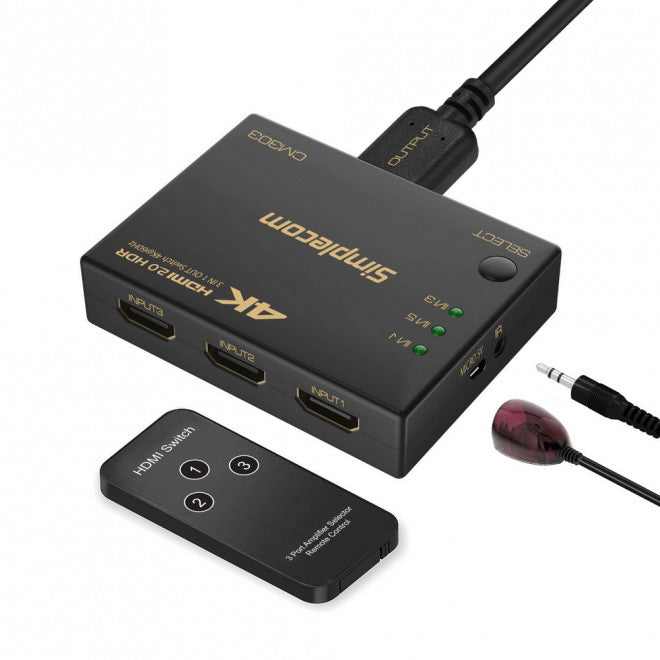 Simplecom CM303 3-Way HDMI Switch 4K@60Hz