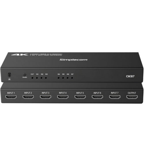 Simplecom CM317 7-Port HDMI 2.0 Switch with Remote
