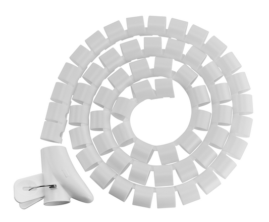 Brateck 30mm Coiled Cable Sleeve – White