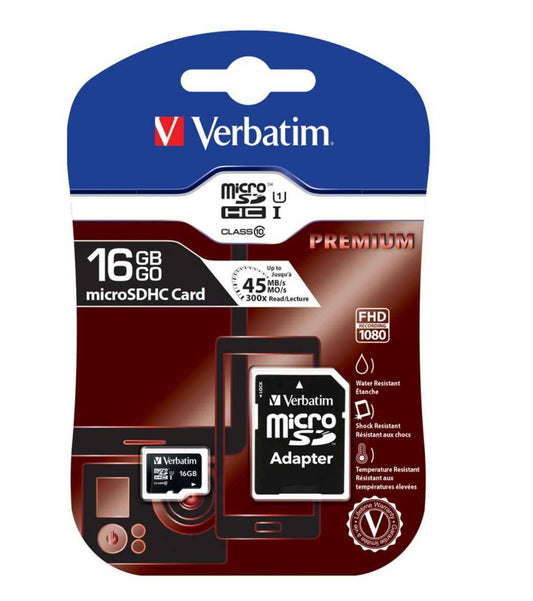 Verbatim Micro SDHC 16GB Class 10 Memory Card