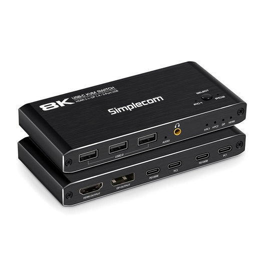 Simplecom KM470 2-Port USB-C KVM Switch & 8K Docking Station