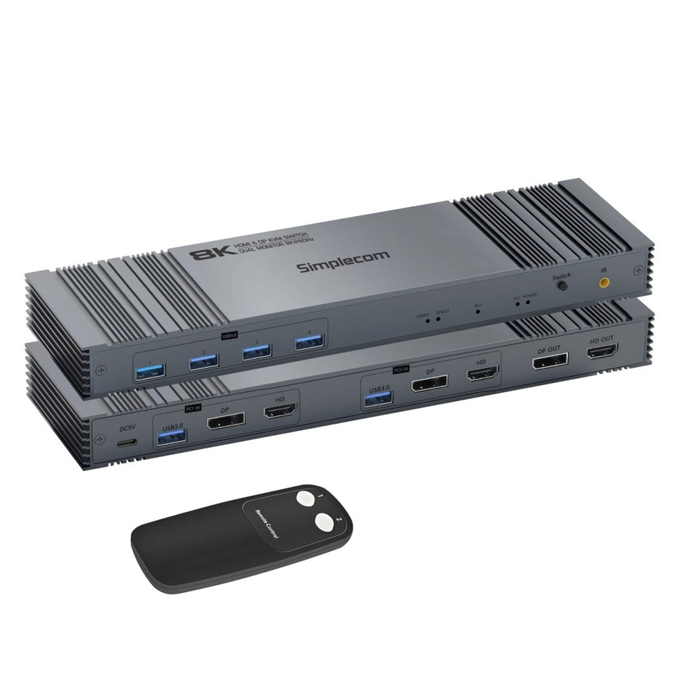 Simplecom KM490 Dual Monitor KVM Switch with USB 3.0 Hub