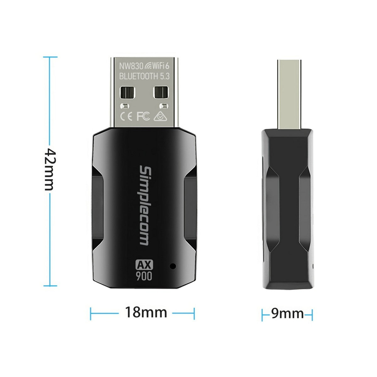 Simplecom NW830 Wi-Fi 6 Bluetooth 5.3 USB Adapter
