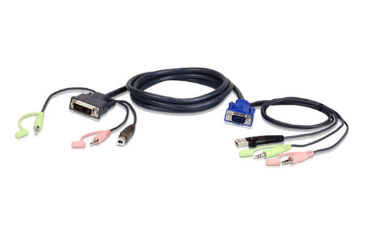 Aten 2L-7DX3U KVM Cable 3m VGA to DVI-I