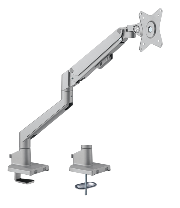 Brateck Single Monitor Gas Spring Arm 17-32 inch Matte Silver