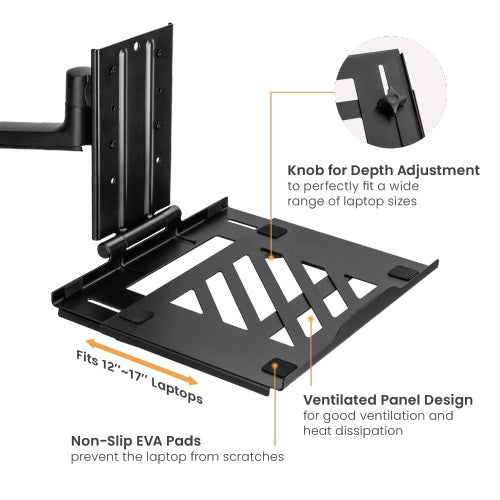 Brateck NBH-7 Adjustable Laptop Tray for Monitor Arms