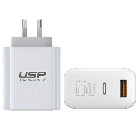 USP 65W Dual Port GaN Fast Wall Charger