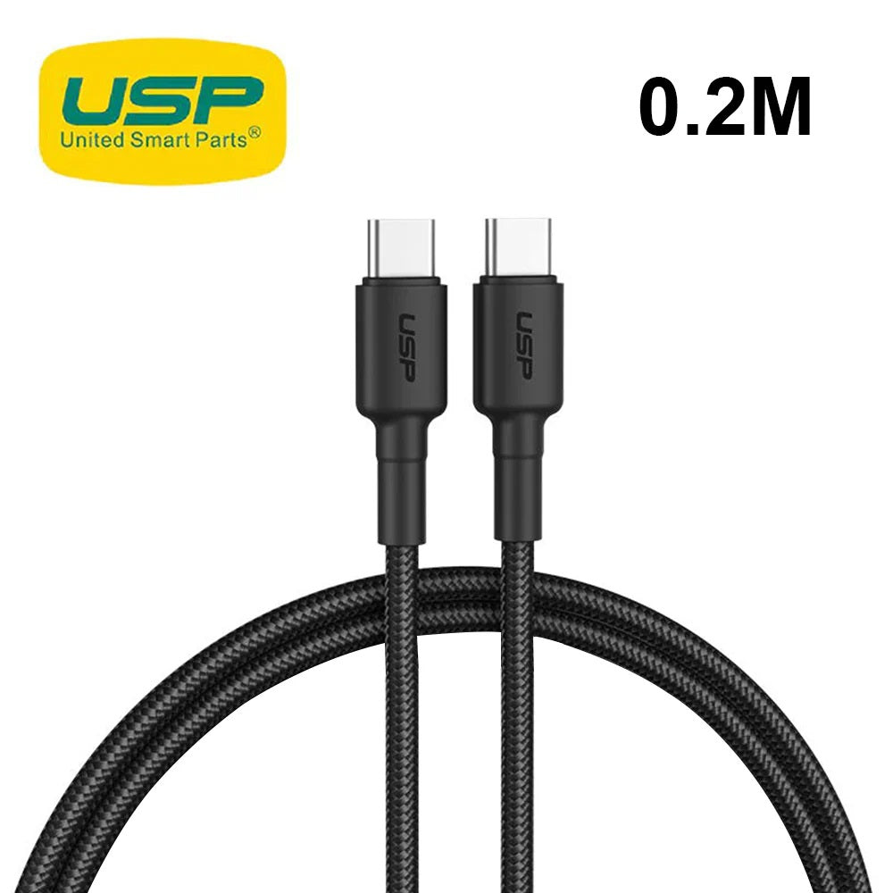USP BoostUp Braided USB-C to USB-C Cable 0.2M Black