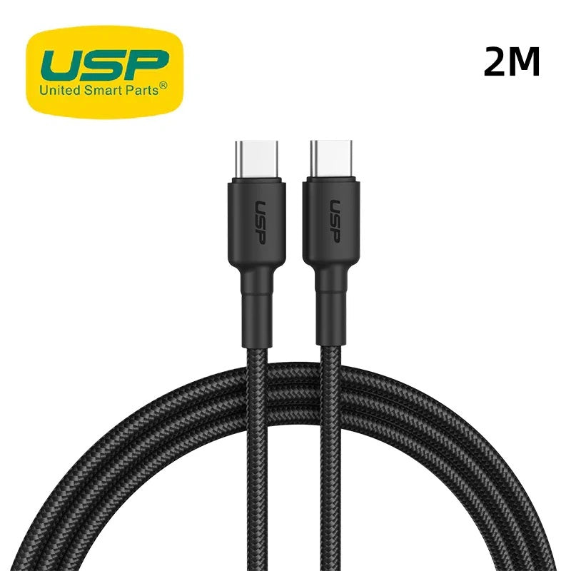 USP BoostUp Braided USB-C to USB-C Cable 2M Black