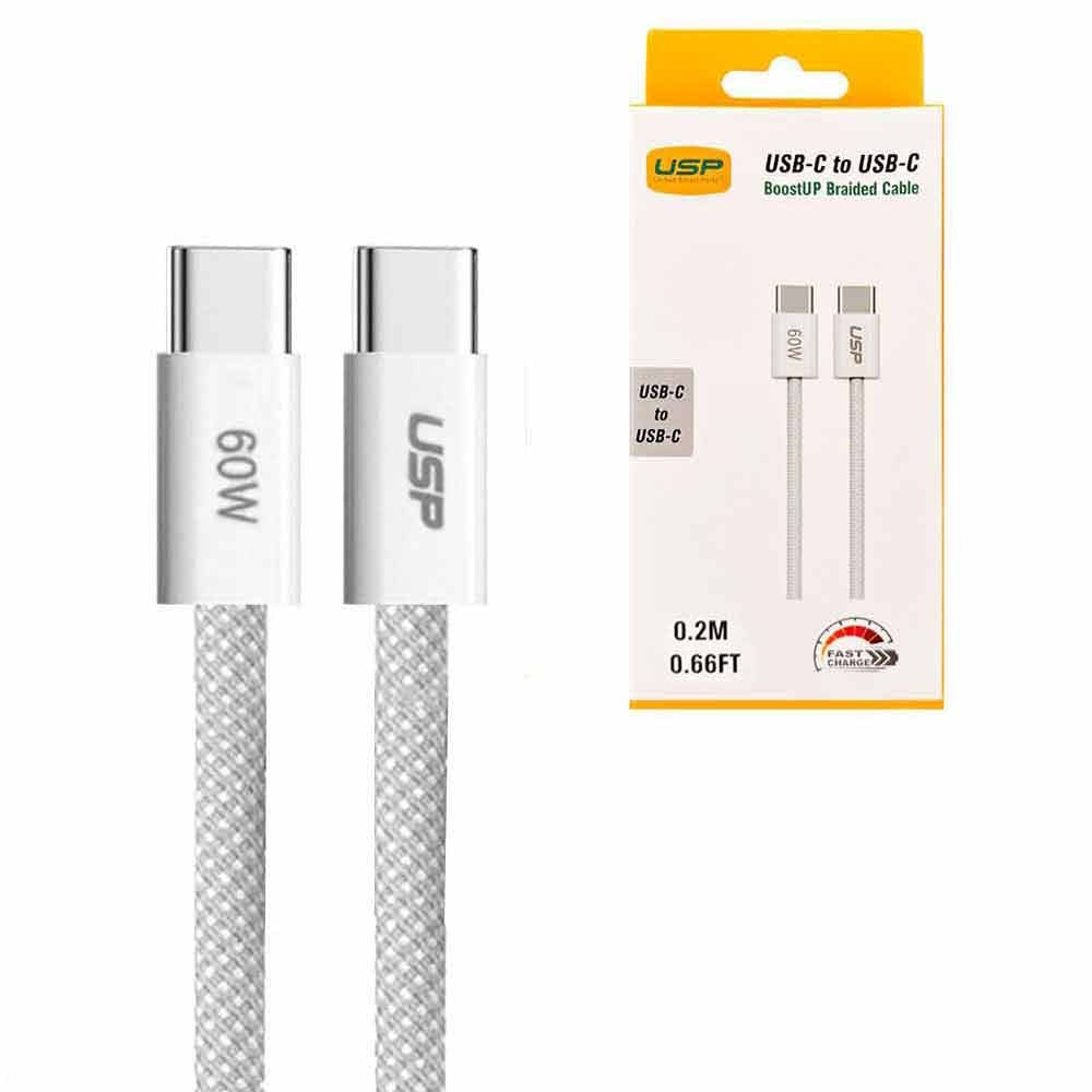 USP BoostUp Braided USB-C to USB-C Cable 0.2M