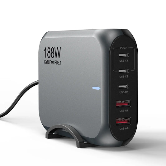 USP 188W GaN 5-Port USB-C PD Wall Charger