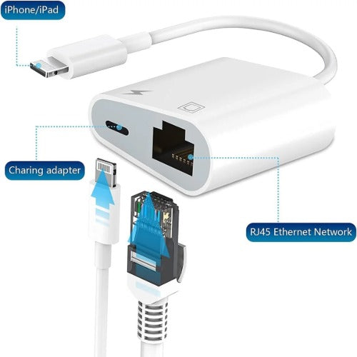 USP Lightning to RJ45 Ethernet Adapter with Charging