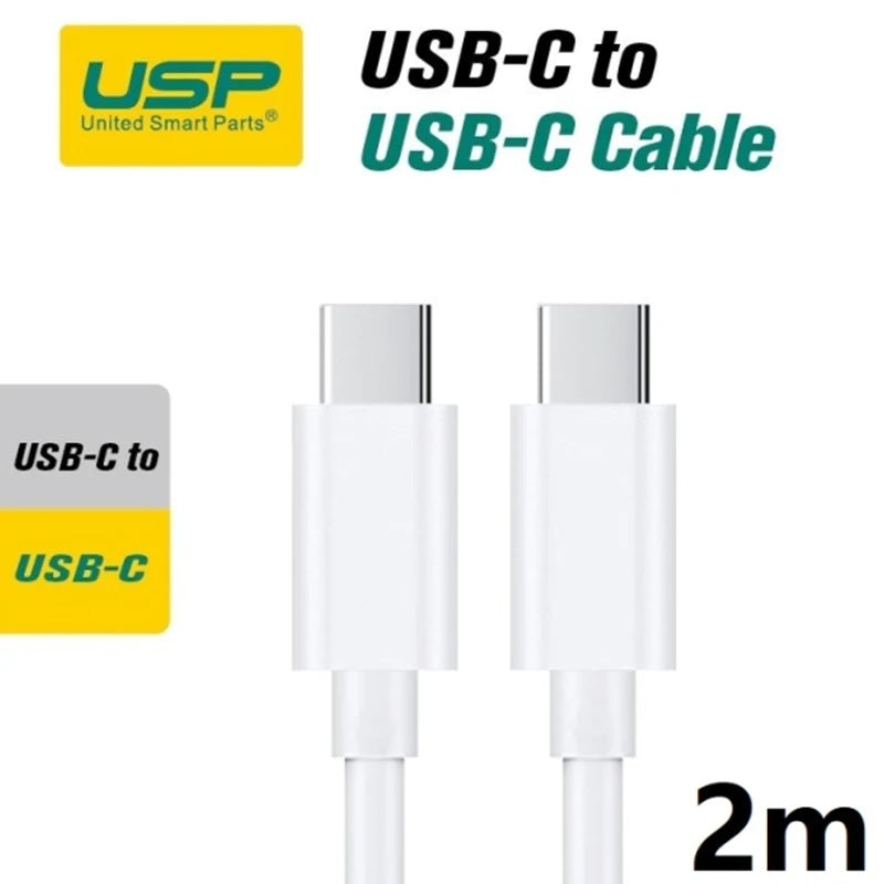 USP USB-C to USB-C Mini Cable 2M White 3A 60W