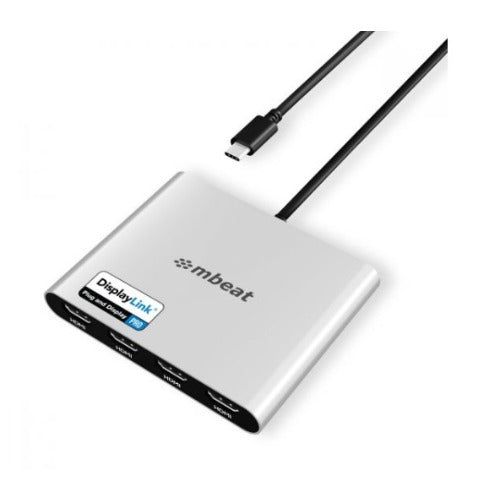 mbeat USB-C Quad 4K HDMI DisplayLink Adapter with PD