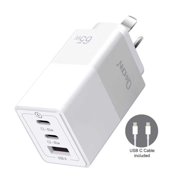 Oxhorn 65W GaN Fast Charger 3-Port USB-C PD3.0