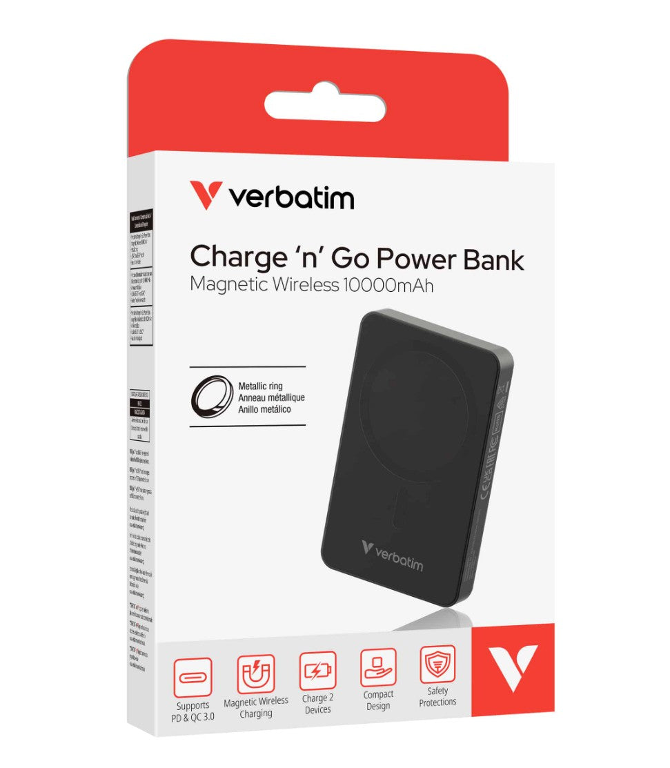 Verbatim Magnetic Wireless 10,000mAh Power Bank