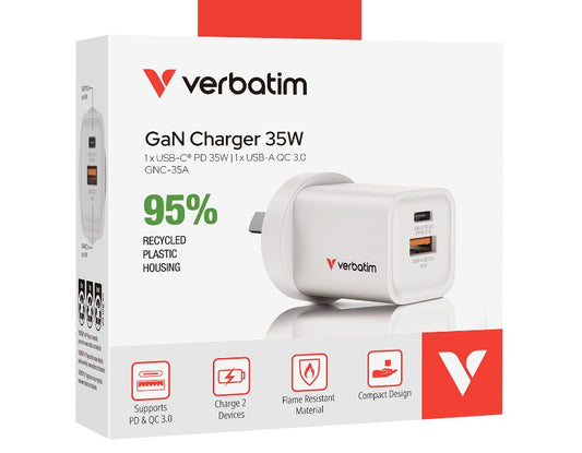 Verbatim 35W Portable GaN Charger Dual Port