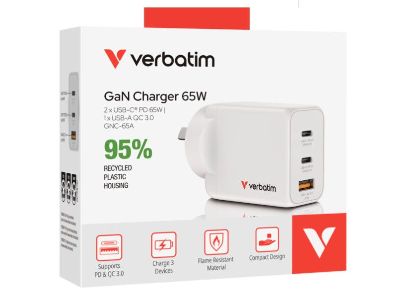 Verbatim GNC-65A 65W Portable GaN Charger