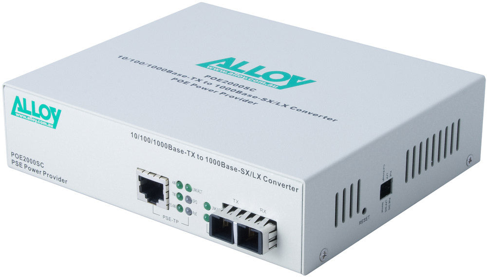 Alloy POE3000ST PoE+ Media Converter RJ-45 to Fibre