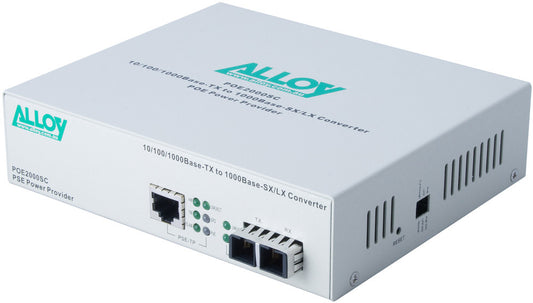 Alloy POE3000ST PoE+ Media Converter RJ-45 to Fibre
