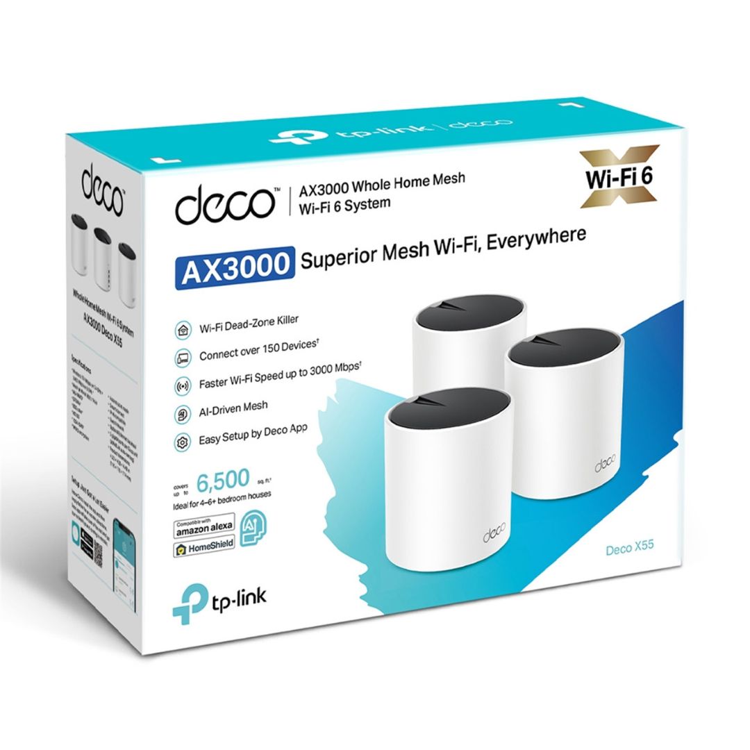 TP-Link Deco X55 AX3000 Mesh WiFi 6 Router 3-Pack