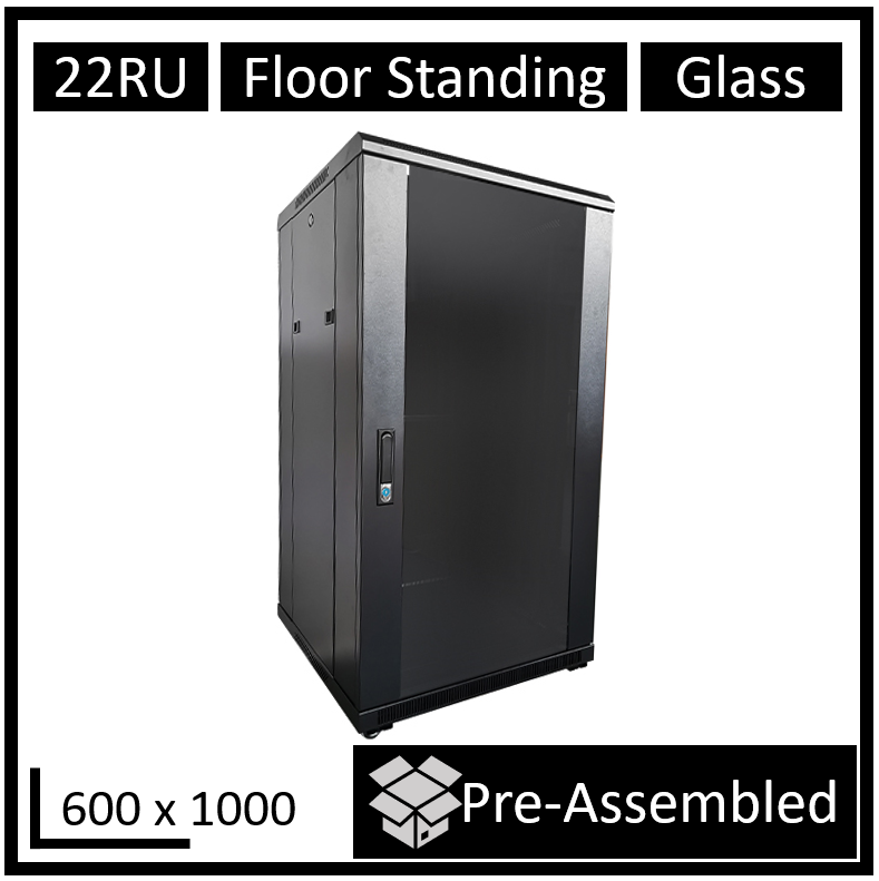 LDR 22U Server Rack Cabinet with Glass Door & PDU