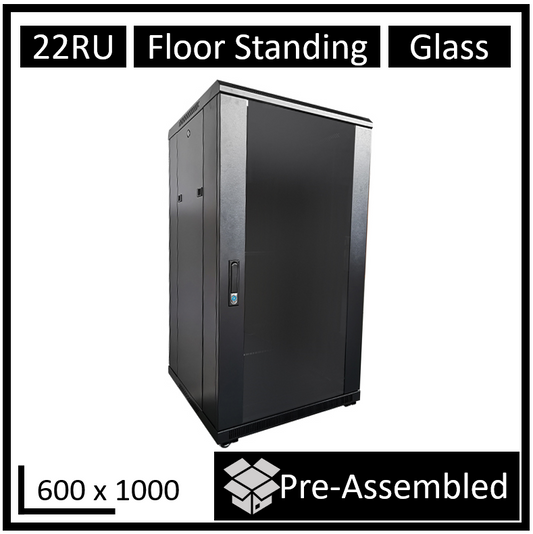 LDR 22U Server Rack Cabinet with Glass Door & PDU