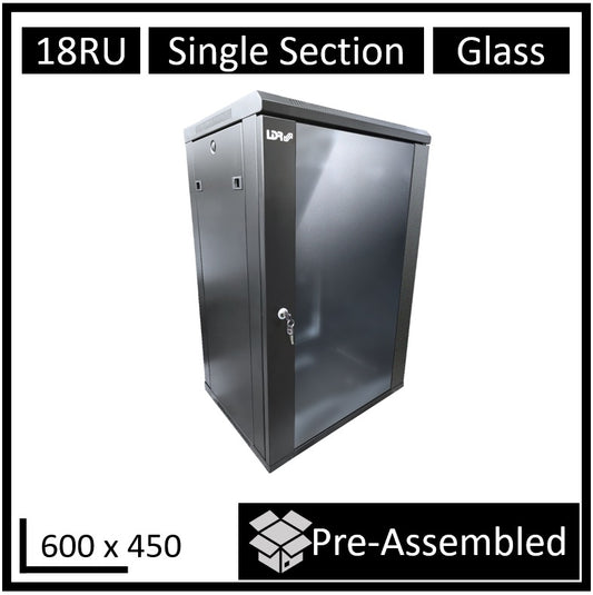 LDR 18U Wall Mount Cabinet Glass Door 600x450mm
