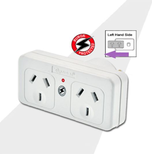 Sansai Surge Protected Double Adaptor 10A 240V