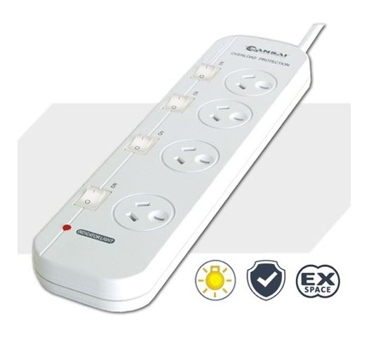 Sansai 4-Way Power Board 10A 240V Individually Switched