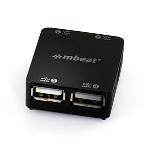 mbeat 4-Port USB 2.0 Hub with Fold-Away Cable