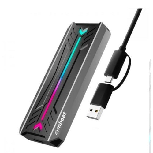 mbeat USB-C/A 10Gbps RGB M.2 NVMe & SATA SSD Enclosure