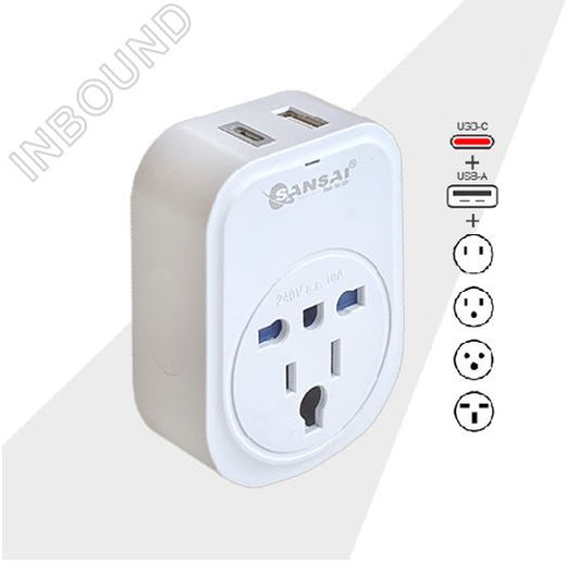 Sansai STV-907AC USB Travel Adaptor with Dual USB Charging
