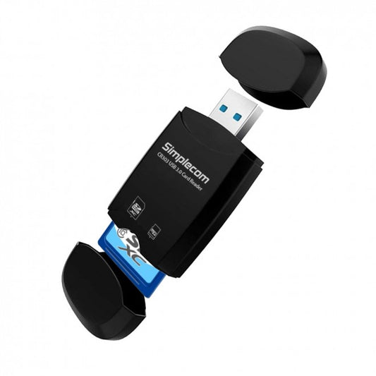 Simplecom CR303 2-Slot USB 3.0 Card Reader with Dual Caps